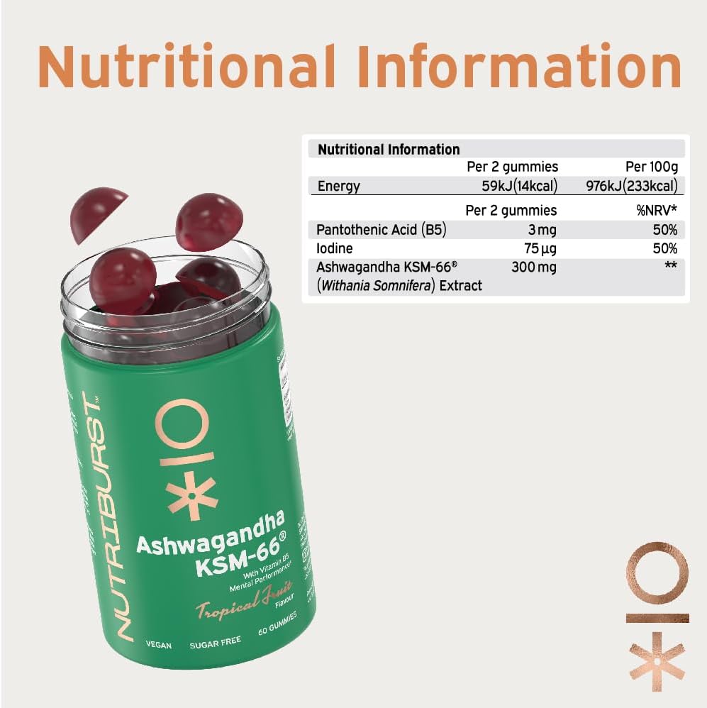 Ashwagandha Gummies - Nutriburst Ashwagandha + Vitamin B5 & Iodine