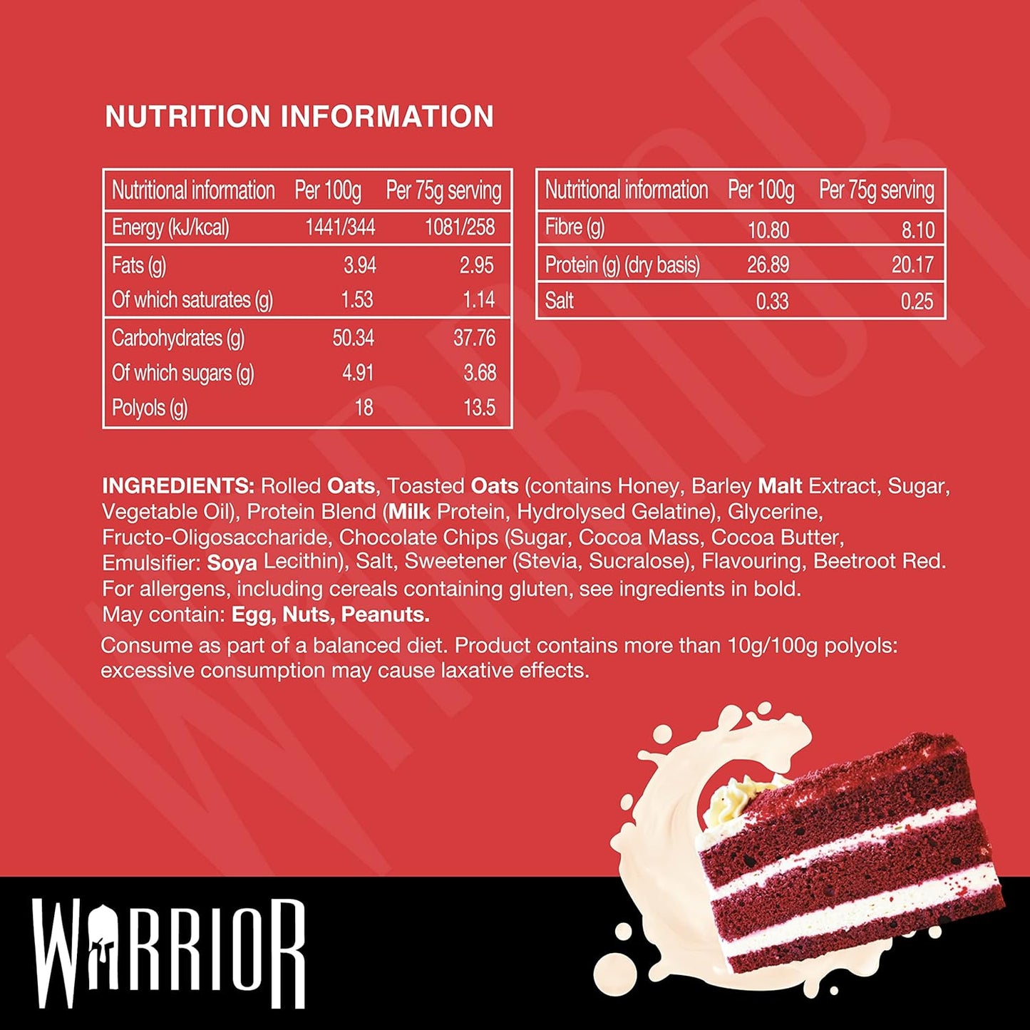 Protein Flapjacks - Warrior Raw Protein Flapjack - Red Velvet Cake