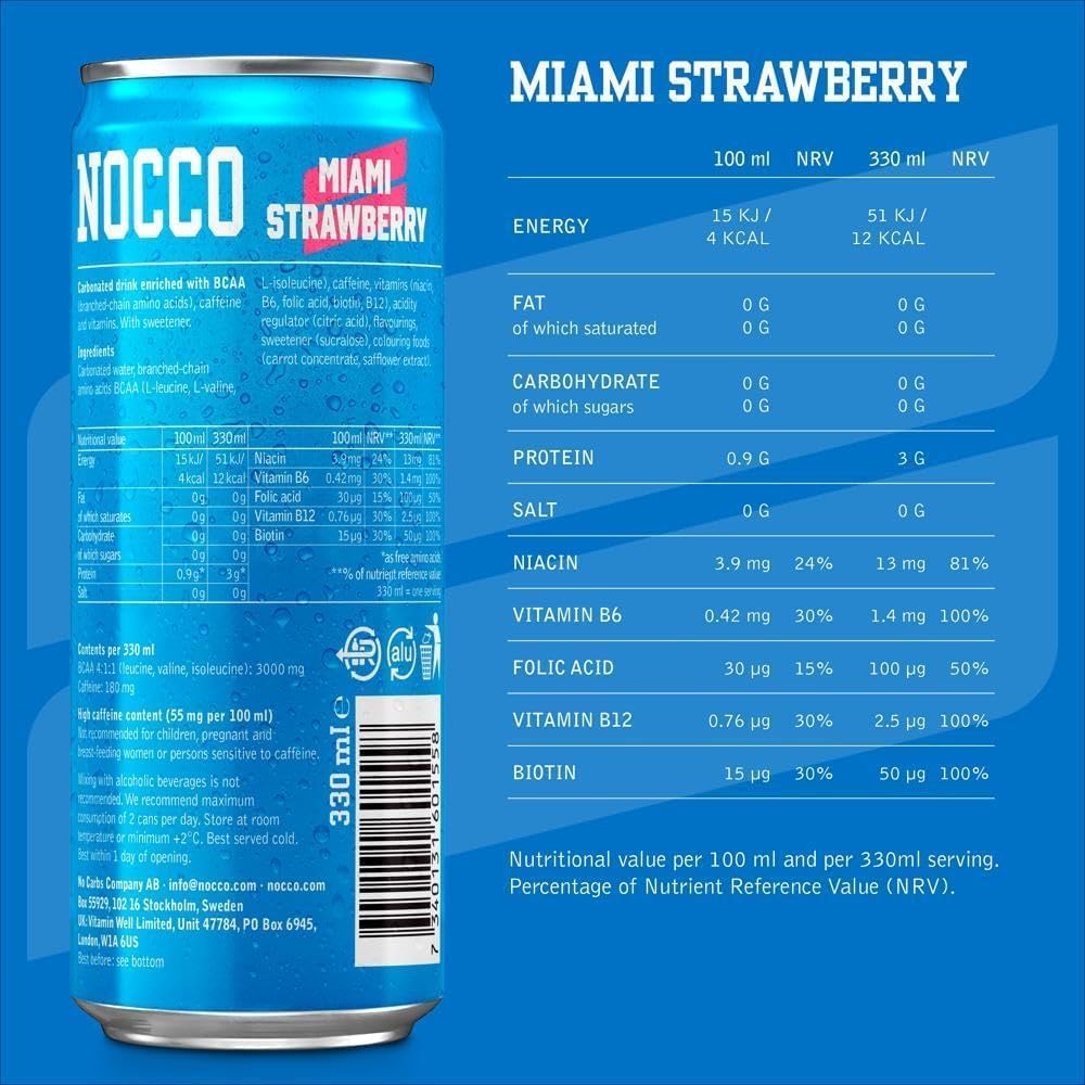 Energy Drink - NOCCO BCAA Miami Strawberry