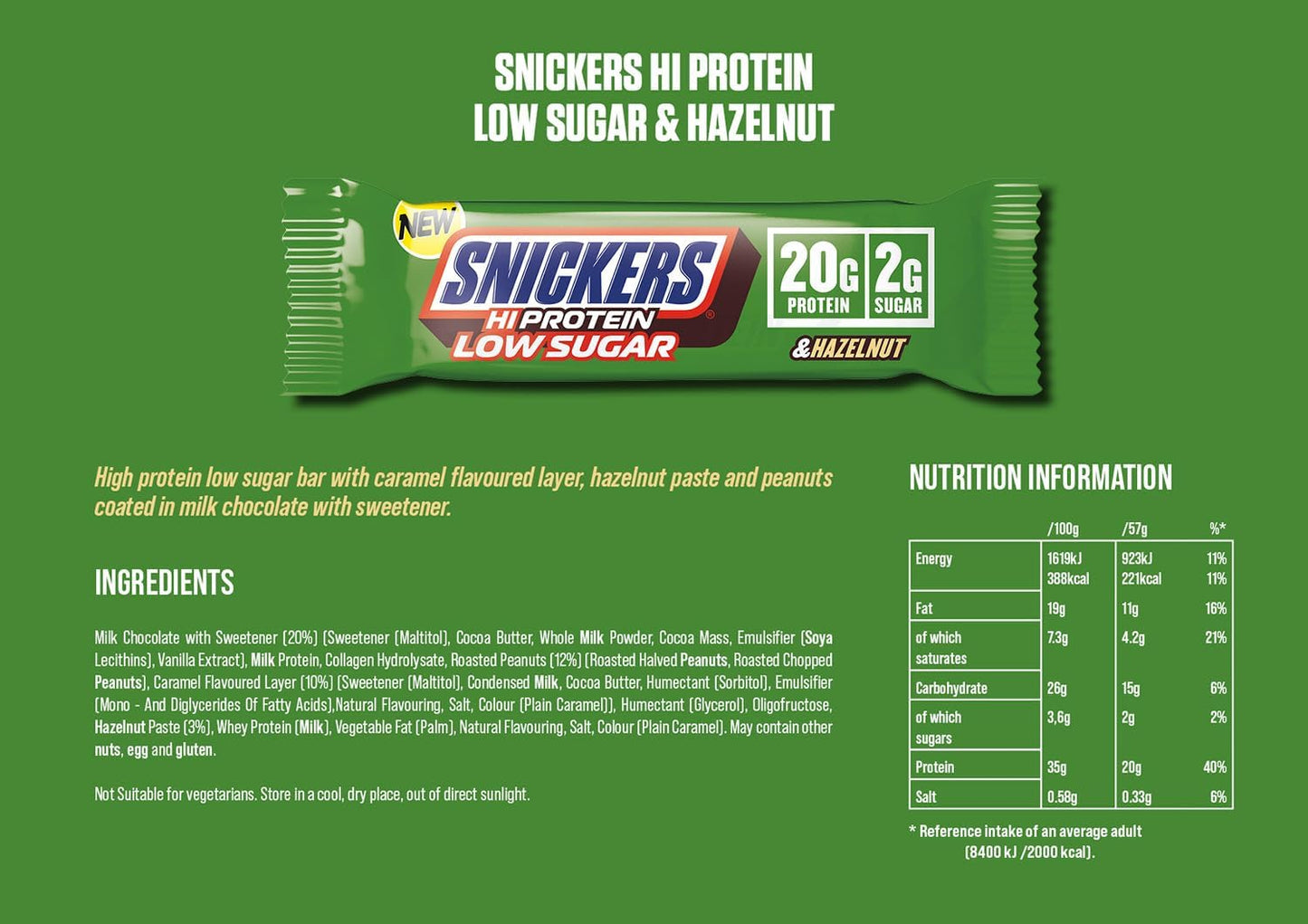 Snickers Low Sugar Protein Bar | Hazelnut Milk Chocolate