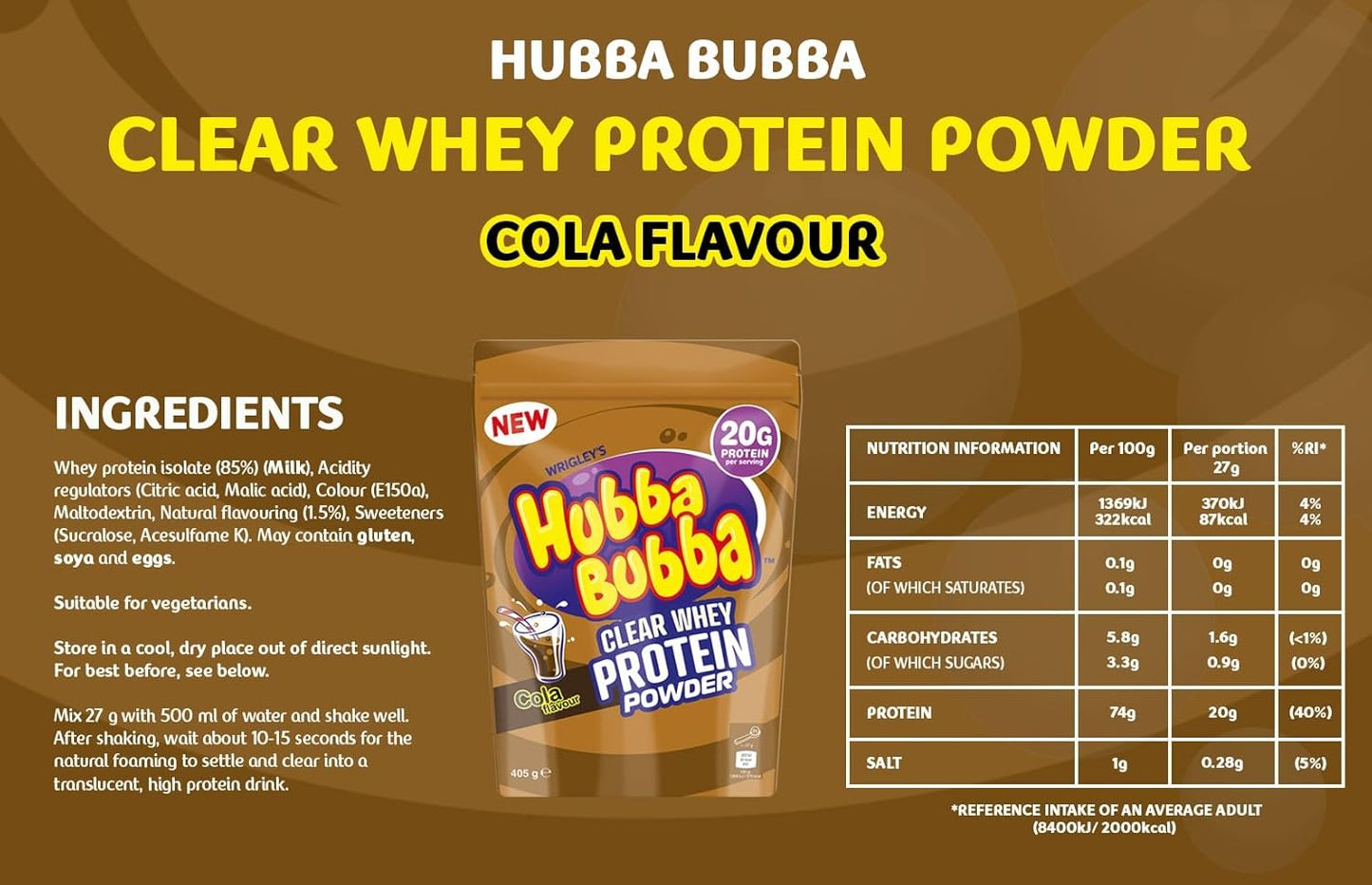 Whey Protein Isolate - Hubba Bubba Clear Whey Protein 405g Cola