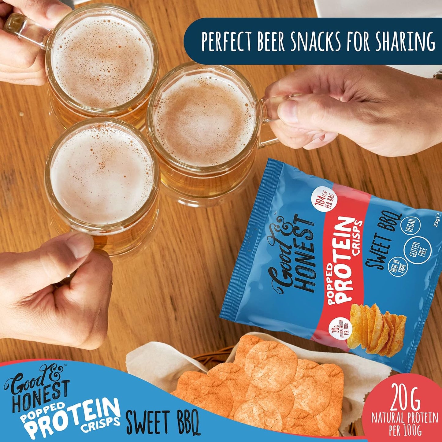 Protein Crisps - Good & Honest Popped Sweet BBQ 23g